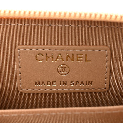 Chanel Caviar Quilted Boy Zip Around Coin Purse Wallet Beige 6 of 7