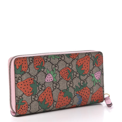 Gucci GG Supreme Monogram Strawberry Zip Around Wallet Light Pink 3 of 10