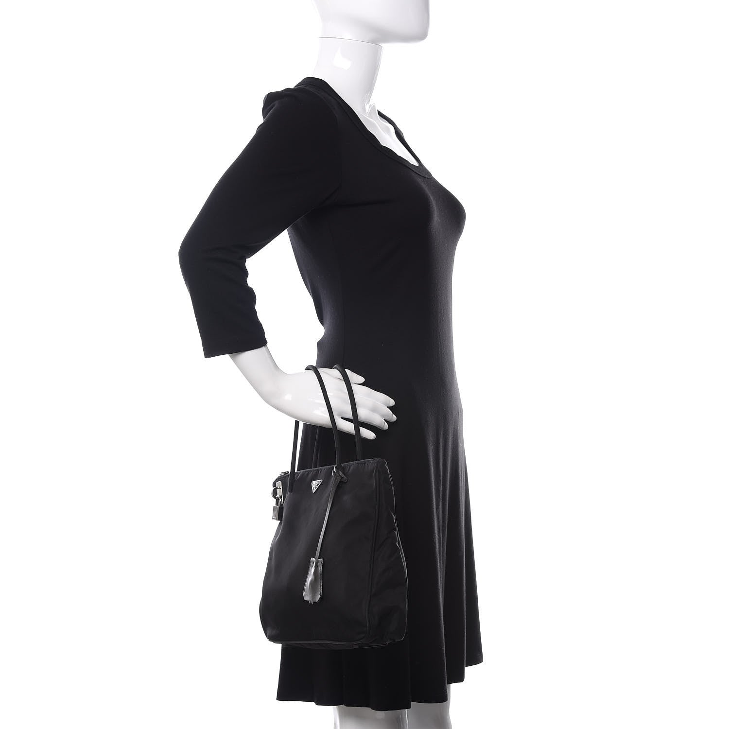 Prada Tessuto Nylon Lock Shoulder Bag Black 2 of 10