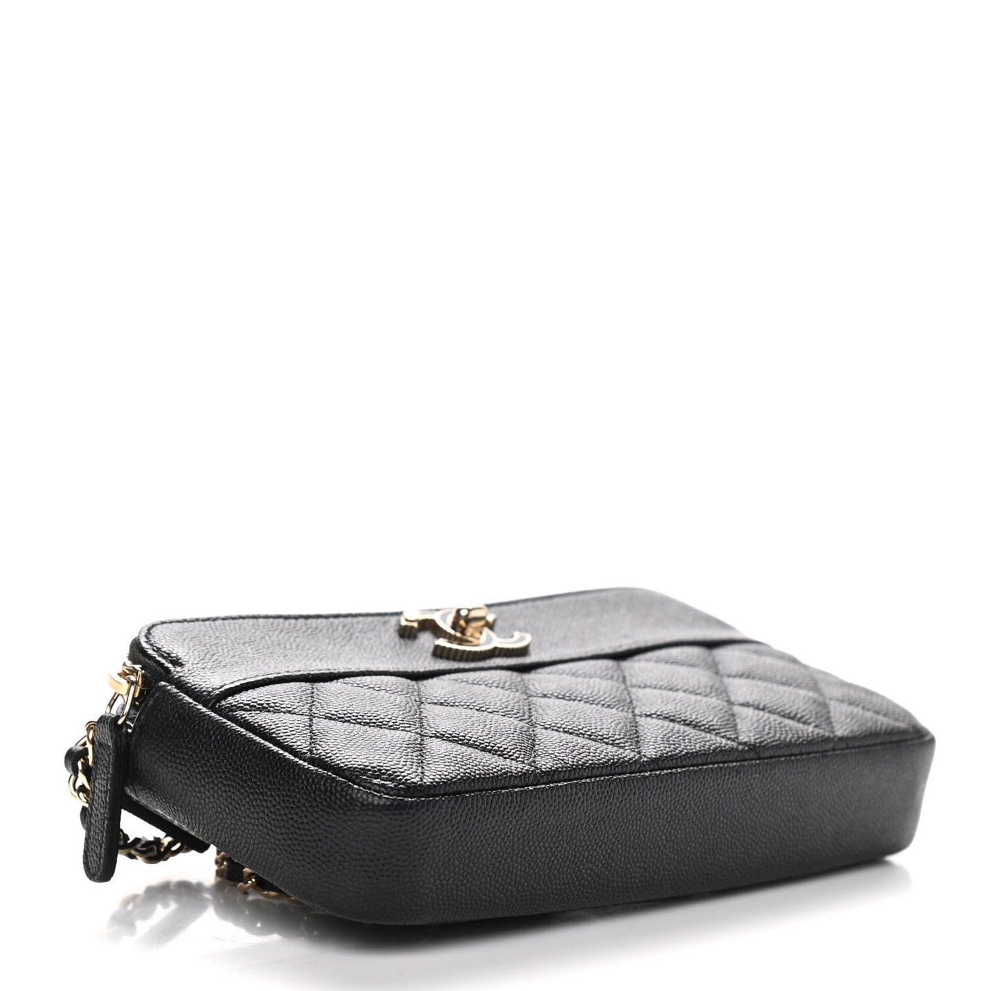 Caviar Quilted Small Vintage Mademoiselle Clutch With Chain Black
