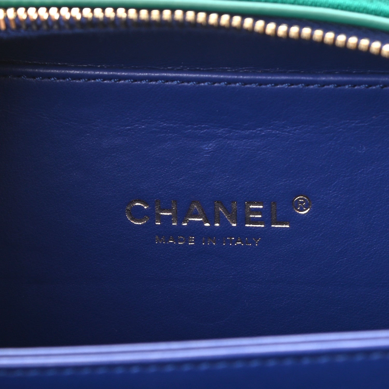 Chanel Jersey Quilted Small CC Filigree Vanity Case Blue Green 6 of 10