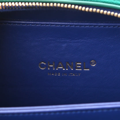 Chanel Jersey Quilted Small CC Filigree Vanity Case Blue Green 6 of 10