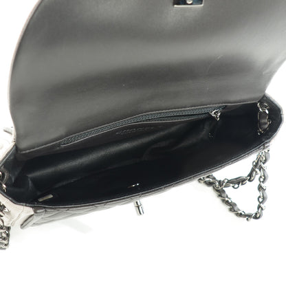 Chanel Lambskin Quilted Classic Twist Crescent Flap Black Grey 9 of 9