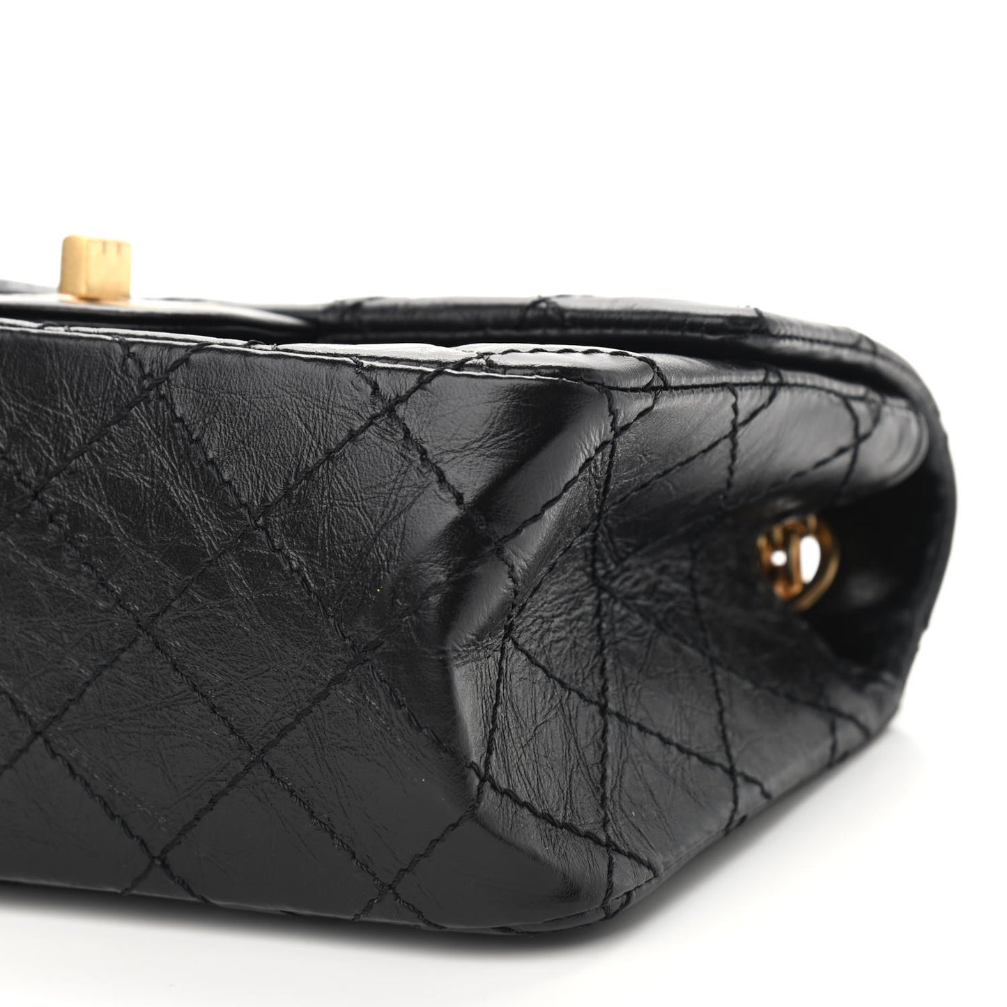 Aged Calfskin Quilted 2.55 Reissue Mini Flap Black
