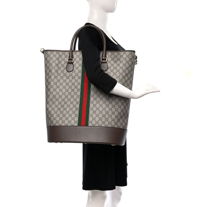 Gucci GG Supreme Monogram Textured Dollar Calfskin Web Savoy Duffle Bag Beige Ebony 2 of 11