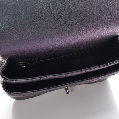 Chanel Iridescent Goatskin Quilted Small Double Carry Waist Chain Flap Purple 5 of 8