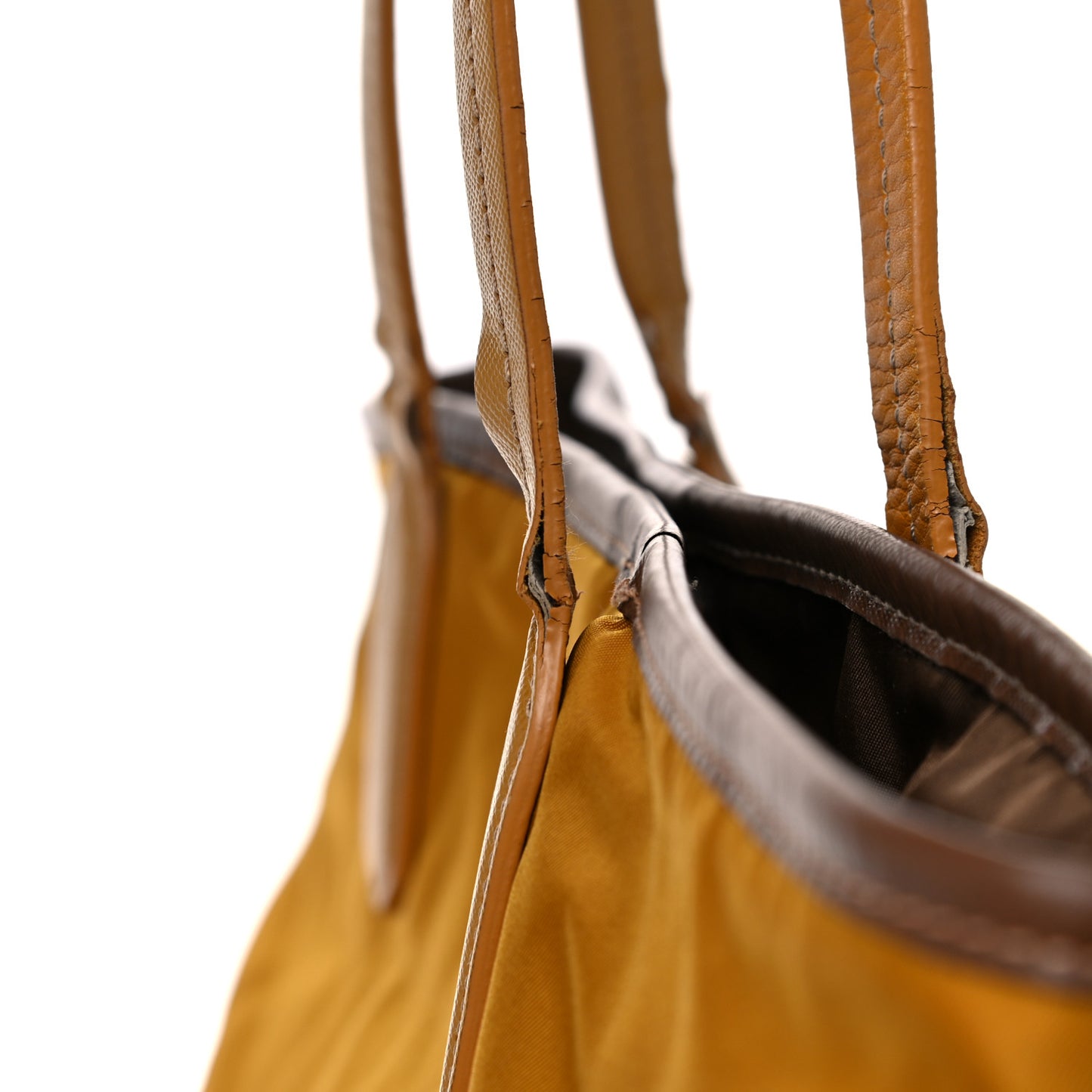 Tessuto Nylon Saffiano Shopping Tote Yellow