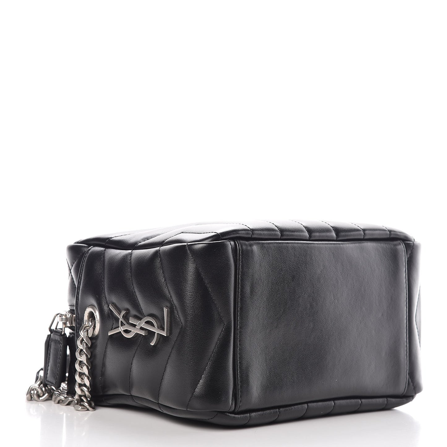 Calfskin Y Quilted Monogram Small Loulou Bowling Bag Black