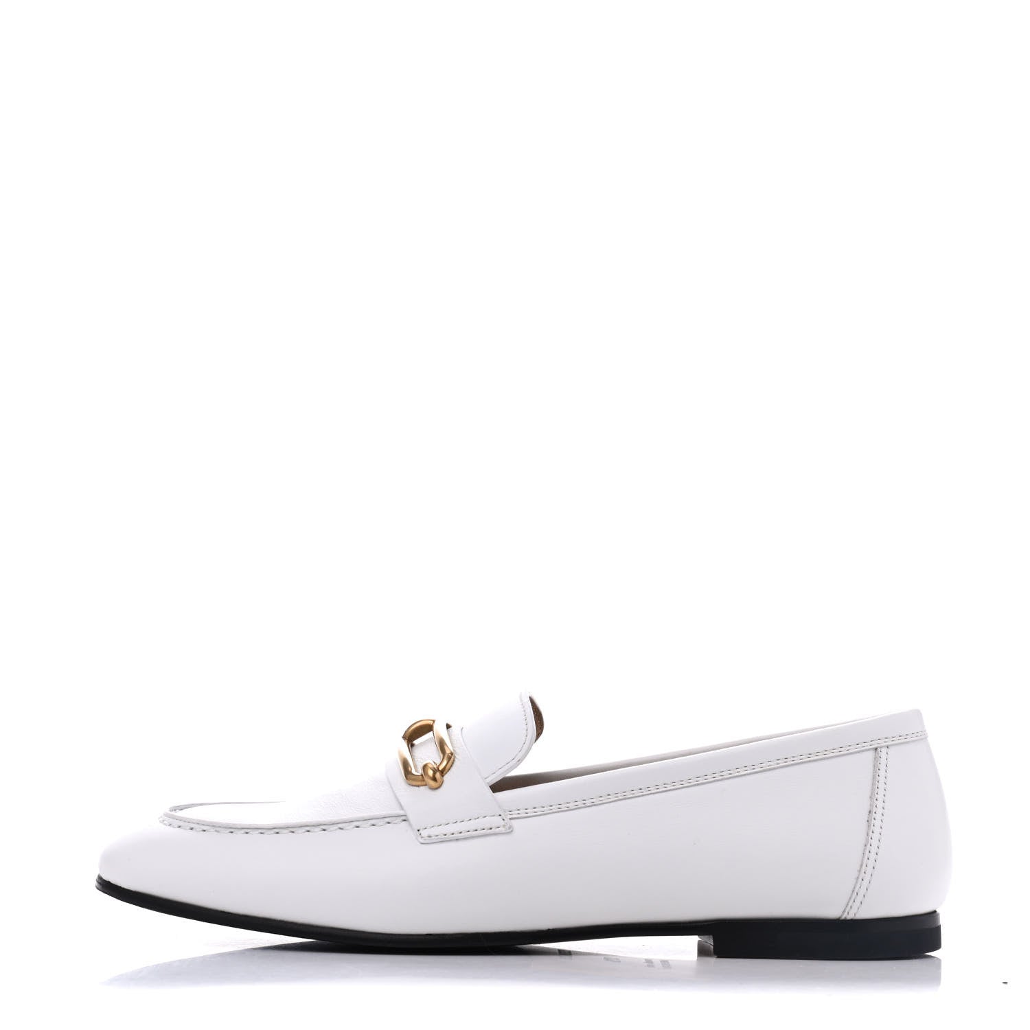 Hermes Calfskin Womens Colette Loafers 37.5 White 1 of 11