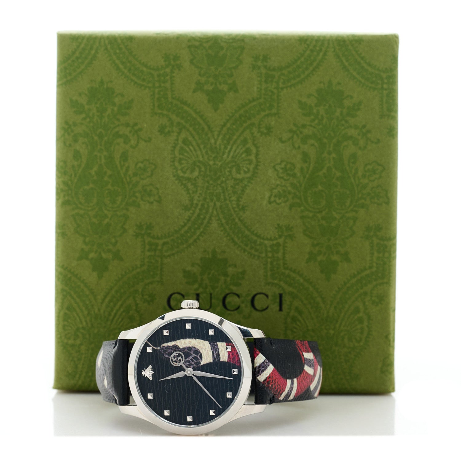 Gucci Stainless Steel Calfskin 38mm Le Marche Des Merveilles Snake Quartz Watch Black 5 of 5