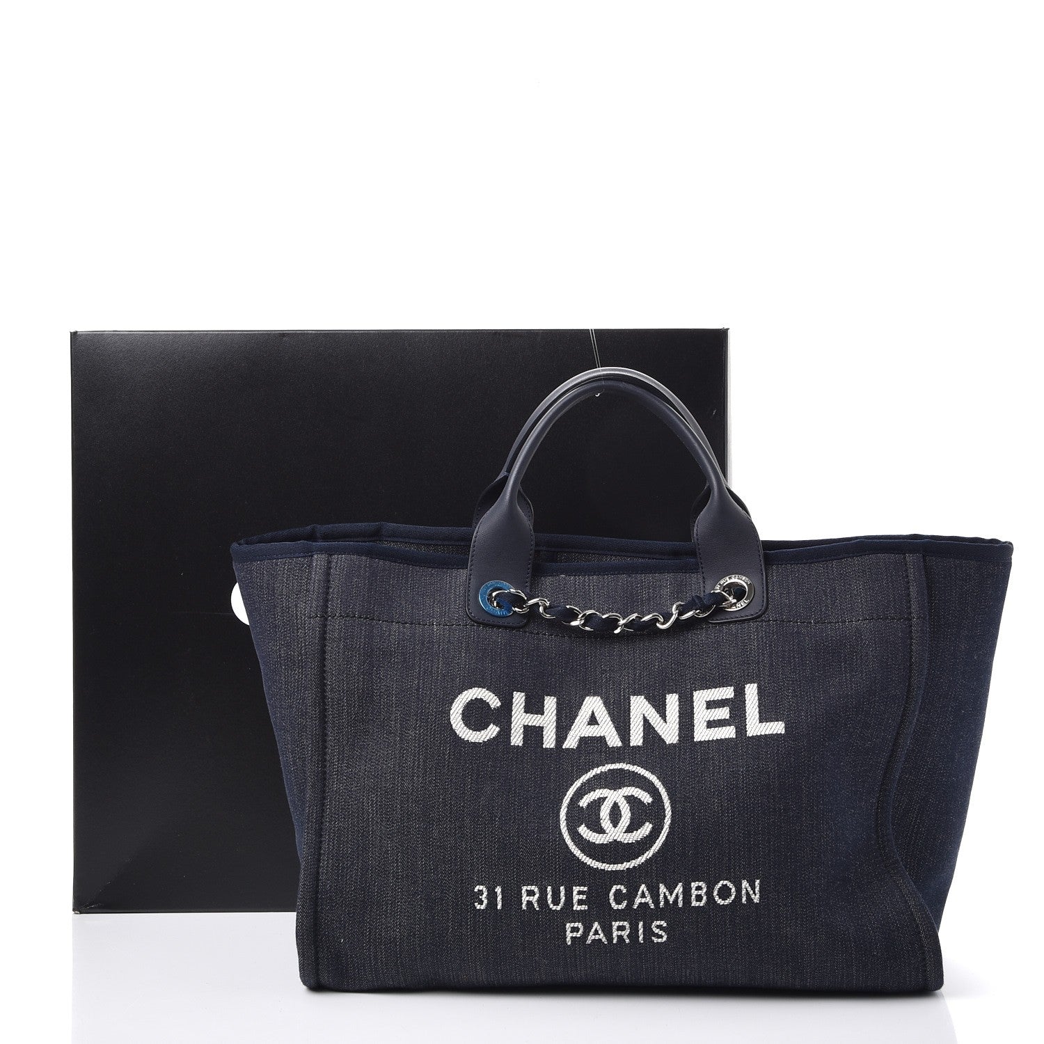Chanel Denim Large Deauville Tote Dark Blue 8 of 8