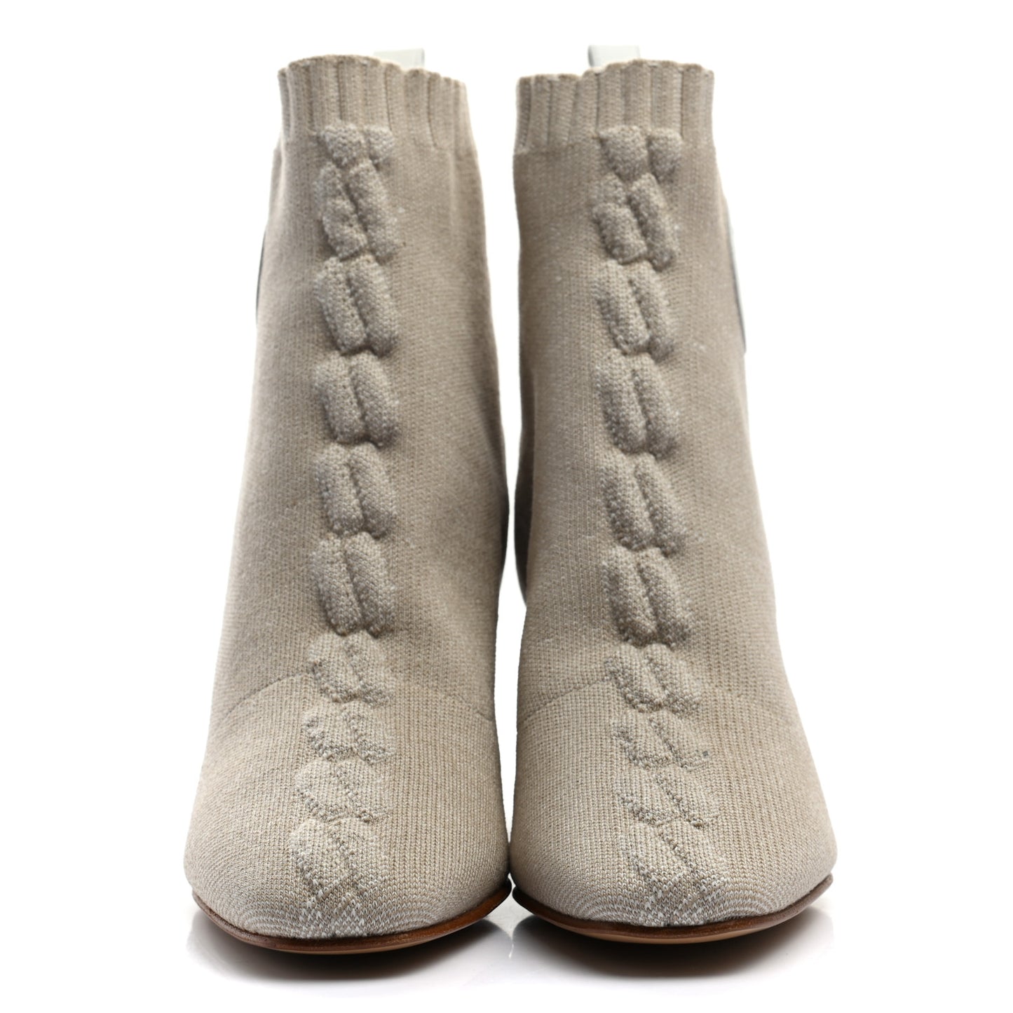 Knit Calfskin Volver 60 Ankle Boots 35.5 Nocciola