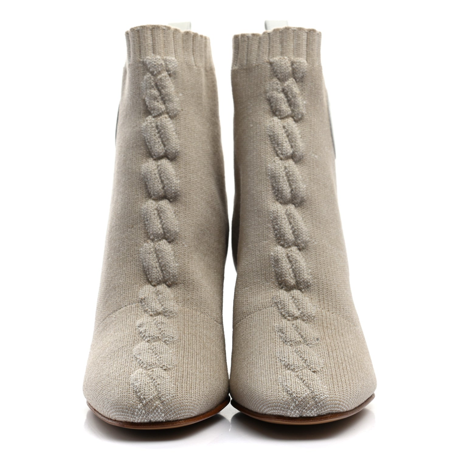 Hermes Knit Calfskin Volver 60 Ankle Boots 35.5 Nocciola 2 of 7