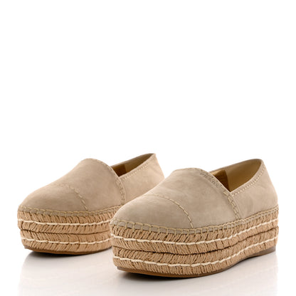 Prada Suede Jute Platfrom Espadrilles 36.5 Beige 3 of 9