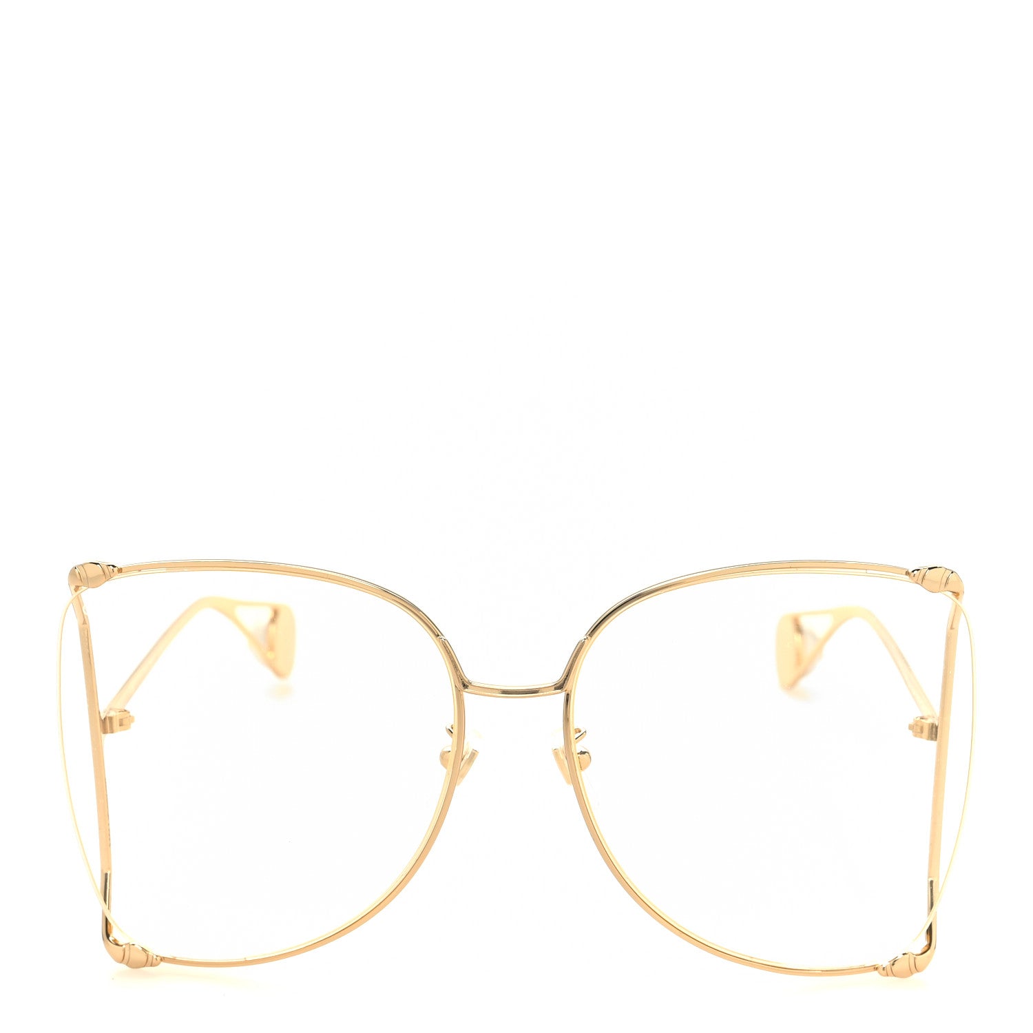 Gucci Metal Oversized Round Sunglasses GG0252S Gold 2 of 6