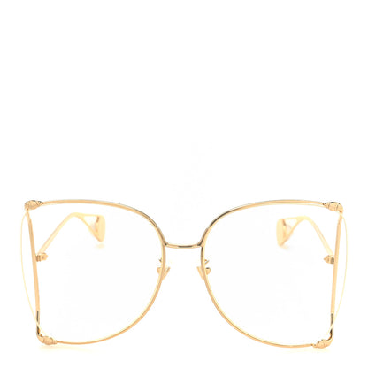 Gucci Metal Oversized Round Sunglasses GG0252S Gold 2 of 6