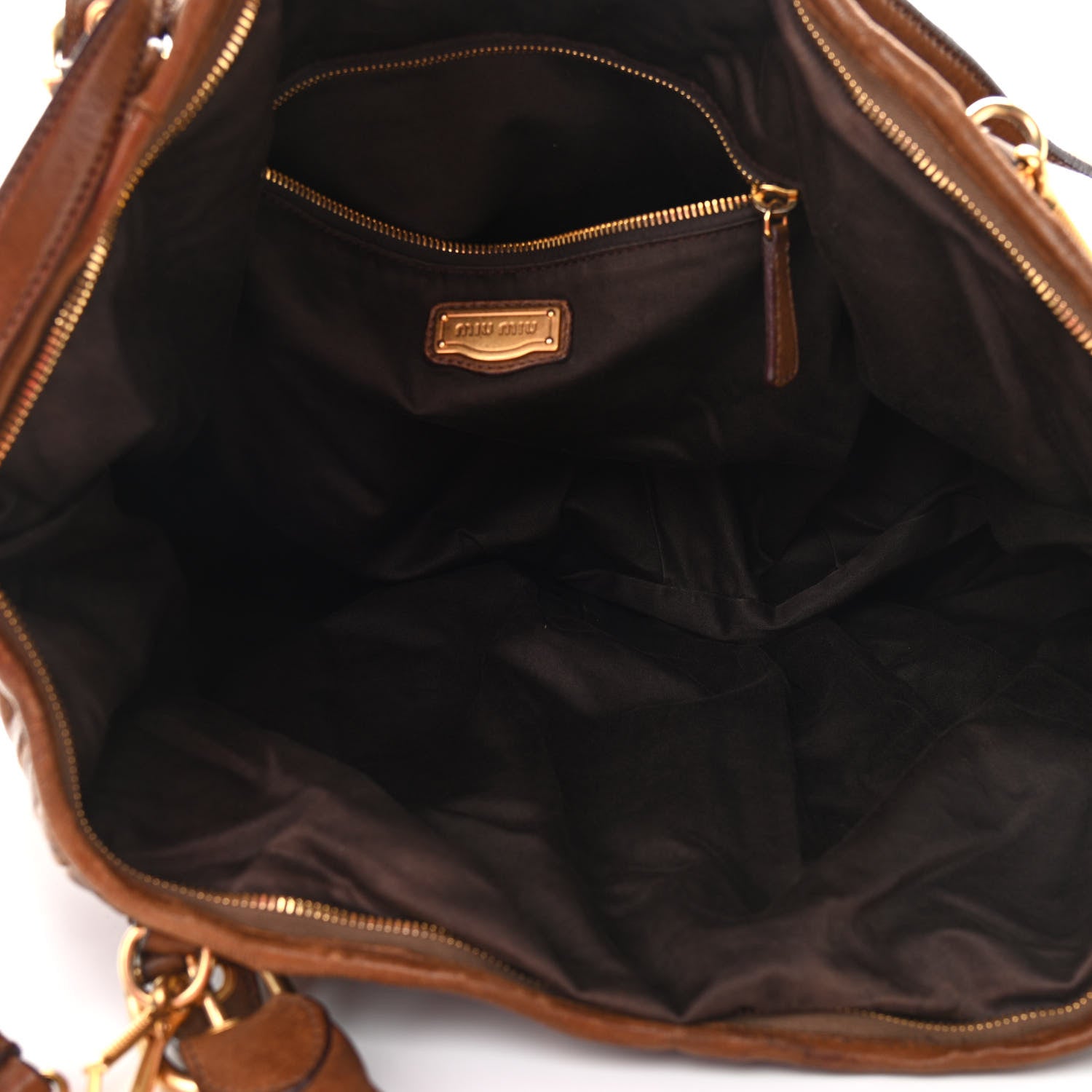 Miu Miu Nappa Large Patchwork Tote Brown 5 of 23