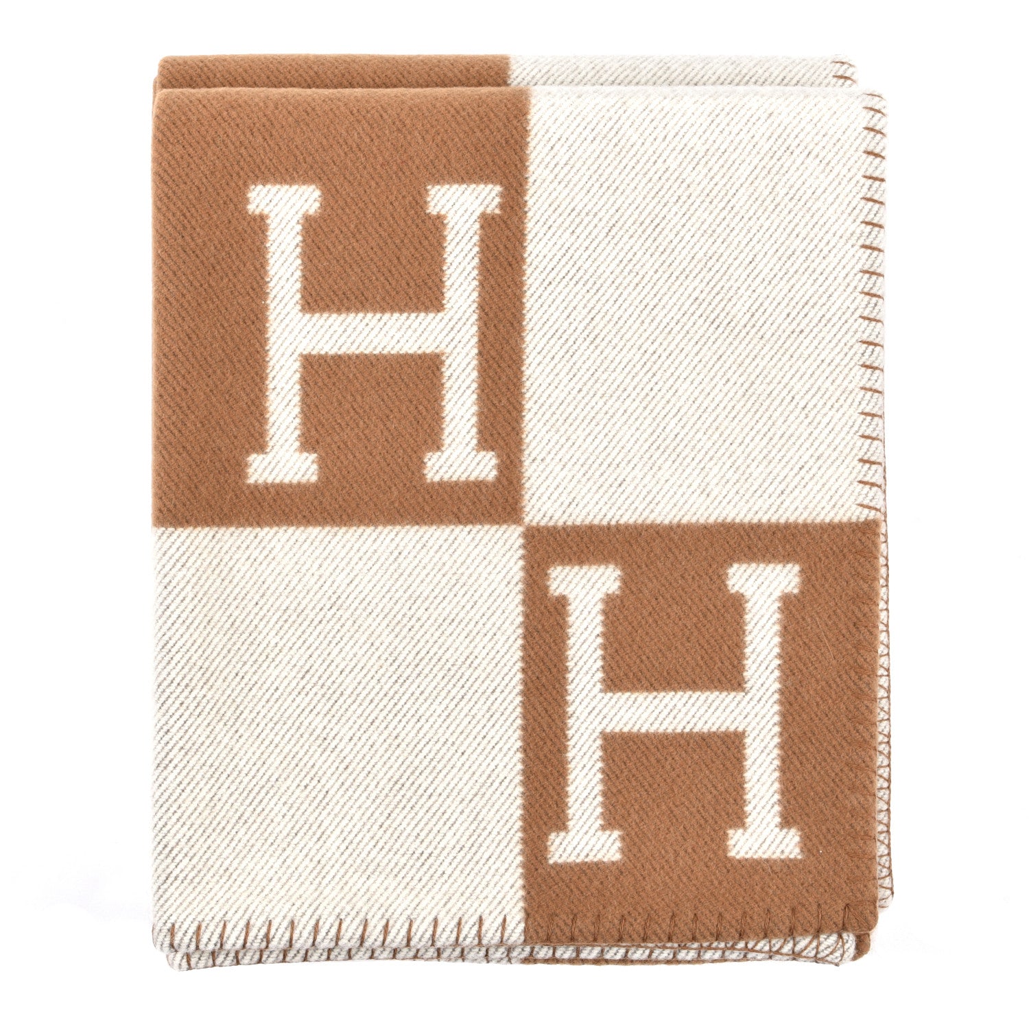 Hermes Wool Cashmere Avalon Blanket Ecru Camel 1 of 3