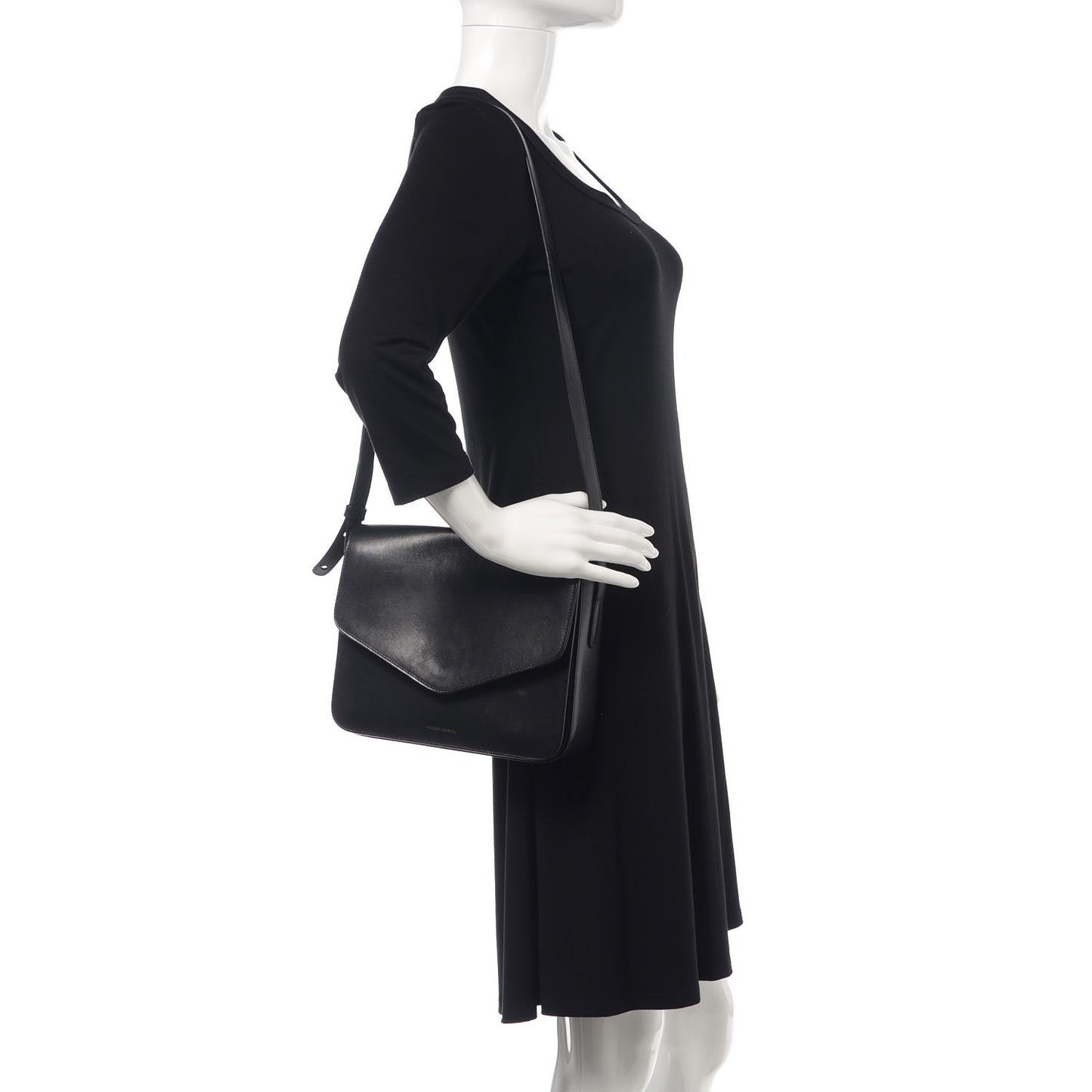 Calfskin Envelope Flap Crossbody Bag Black