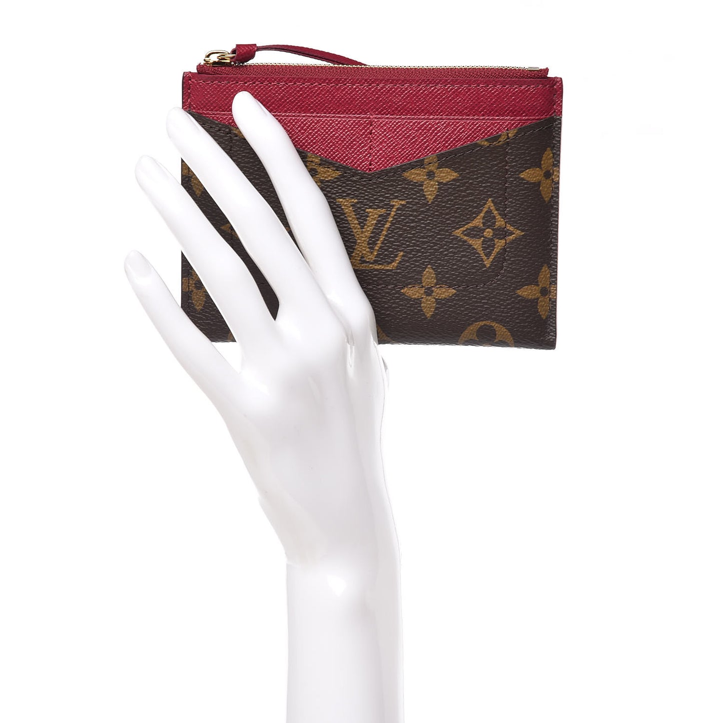 Monogram Zipped Card Holder Fuchsia
