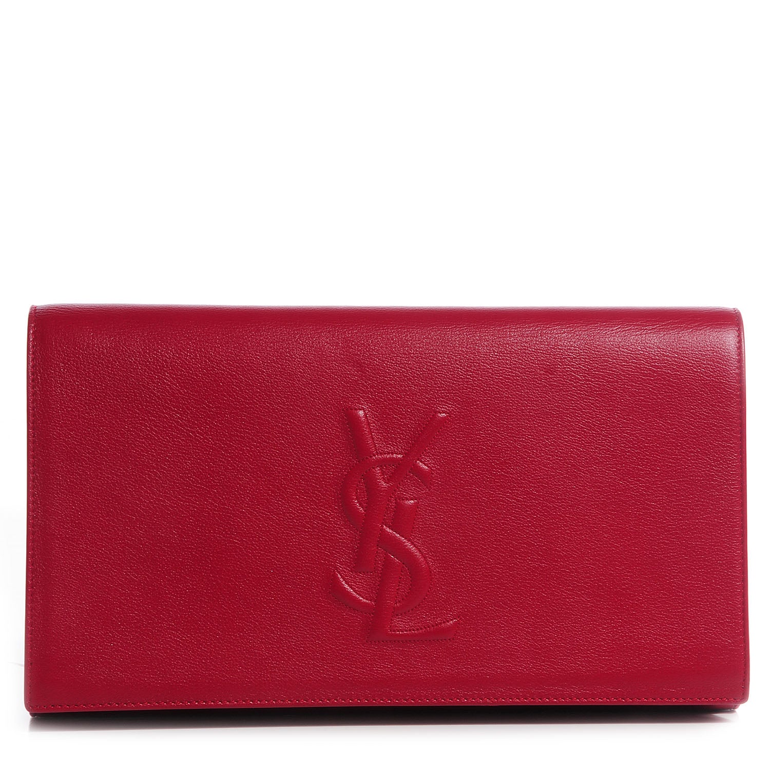 Saint Laurent Calfskin Belle De Jour Large Clutch Lipstick Red 1 of 7