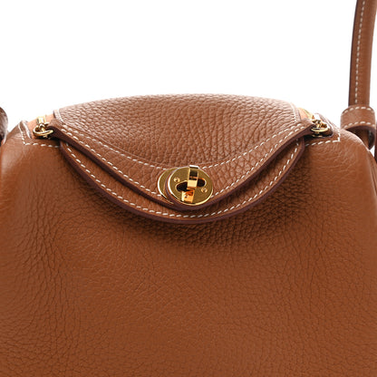 Hermes Taurillon Clemence Mini Lindy 20 Gold 8 of 11