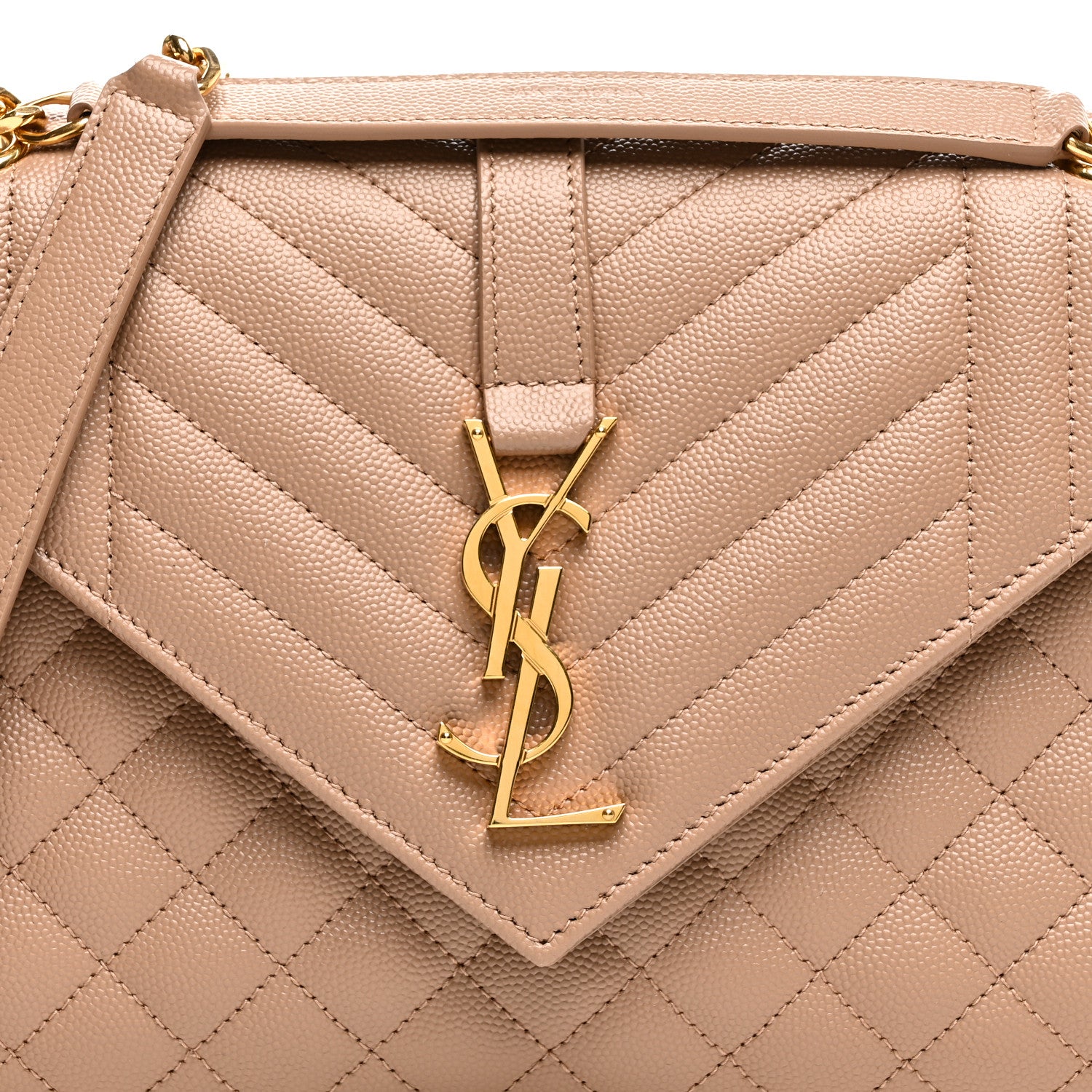 Saint Laurent Grain De Poudre Textured Mixed Matelasse Medium Triquilt Monogram Satchel Nude Powder 7 of 9