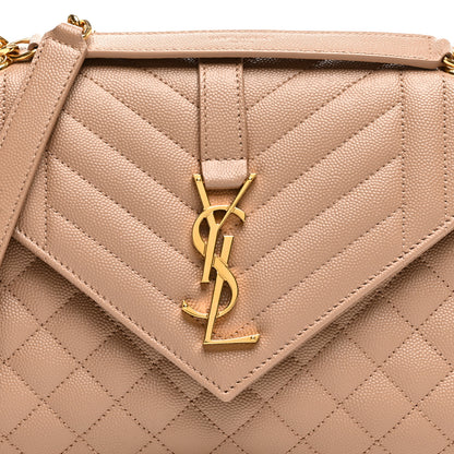 Saint Laurent Grain De Poudre Textured Mixed Matelasse Medium Triquilt Monogram Satchel Nude Powder 7 of 9