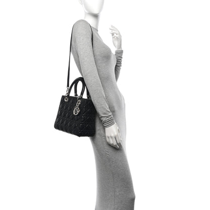 Christian Dior Lambskin Cannage Medium Lady Dior Black 2 of 12