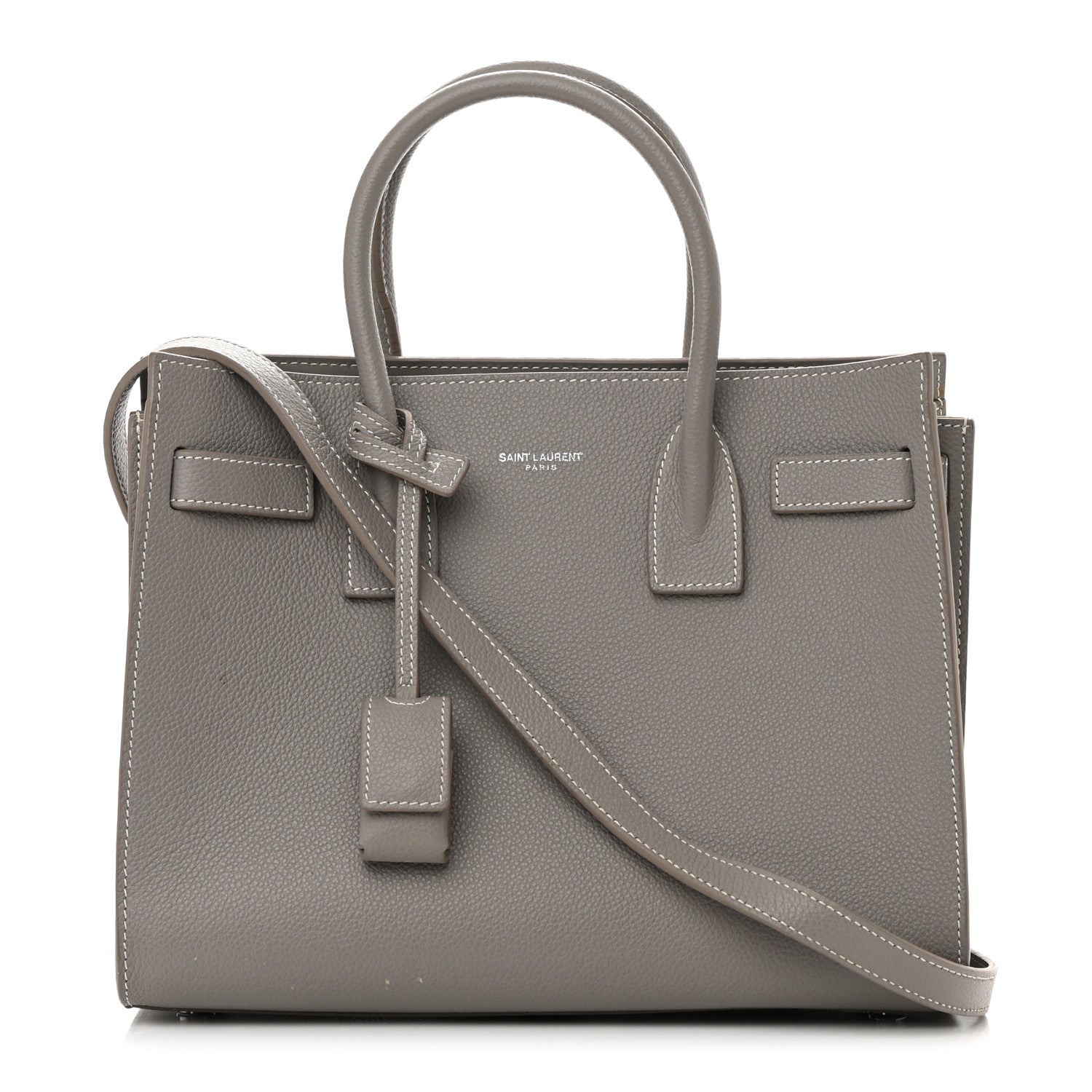 Saint Laurent Grained Calfskin Topstich Baby Sac De Jour Fog 1 of 20