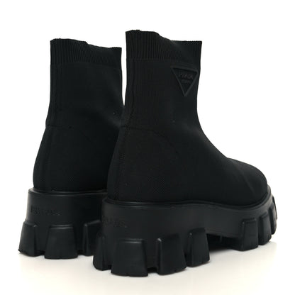 Prada Knit Rubber Triangle Logo Monolith 55mm Ankle Boots 40 Black 4 of 8