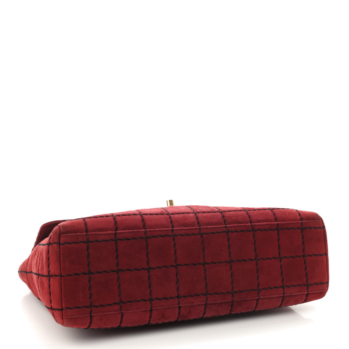 Suede Square Stitched Jumbo Single Flap Red