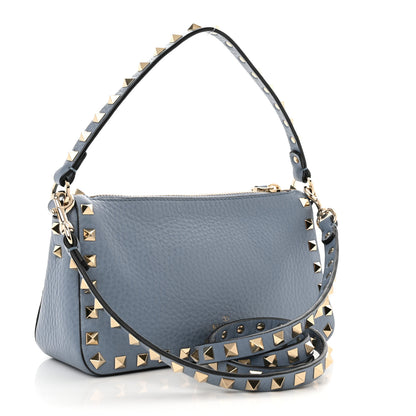 Valentino Garavani Pebbled Calfskin Small Rockstud Flip Lock Shoulder Bag Niagara 3 of 9