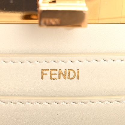 Fendi Curly Shearling Shiny Nappa Petite Peekaboo I SEE U Satchel White 6 of 13