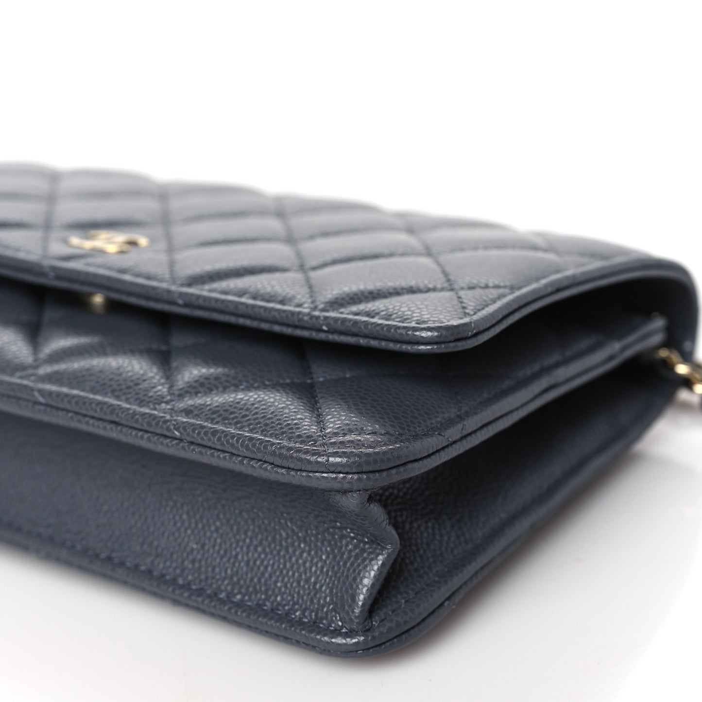 Caviar Quilted Wallet On Chain WOC Grey