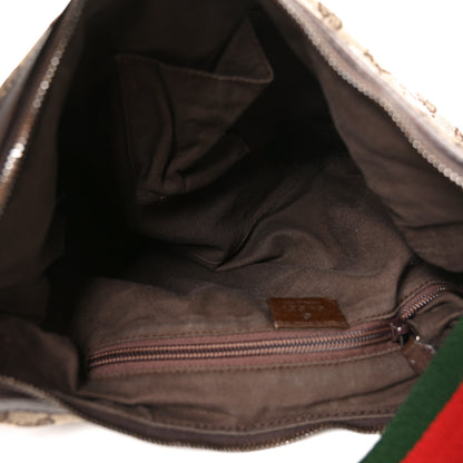 Gucci Monogram Web Medium Half Moon Hobo Dark Brown 5 of 10