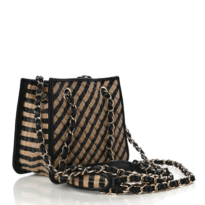 Chanel Raffia Jute Striped Urban Jungle Bucket Bag Black Beige 3 of 10