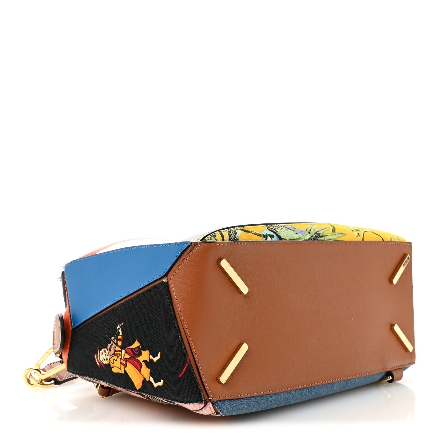 Calfskin Denim Paula's Ibiza Parrot Puzzle Bag Multicolor