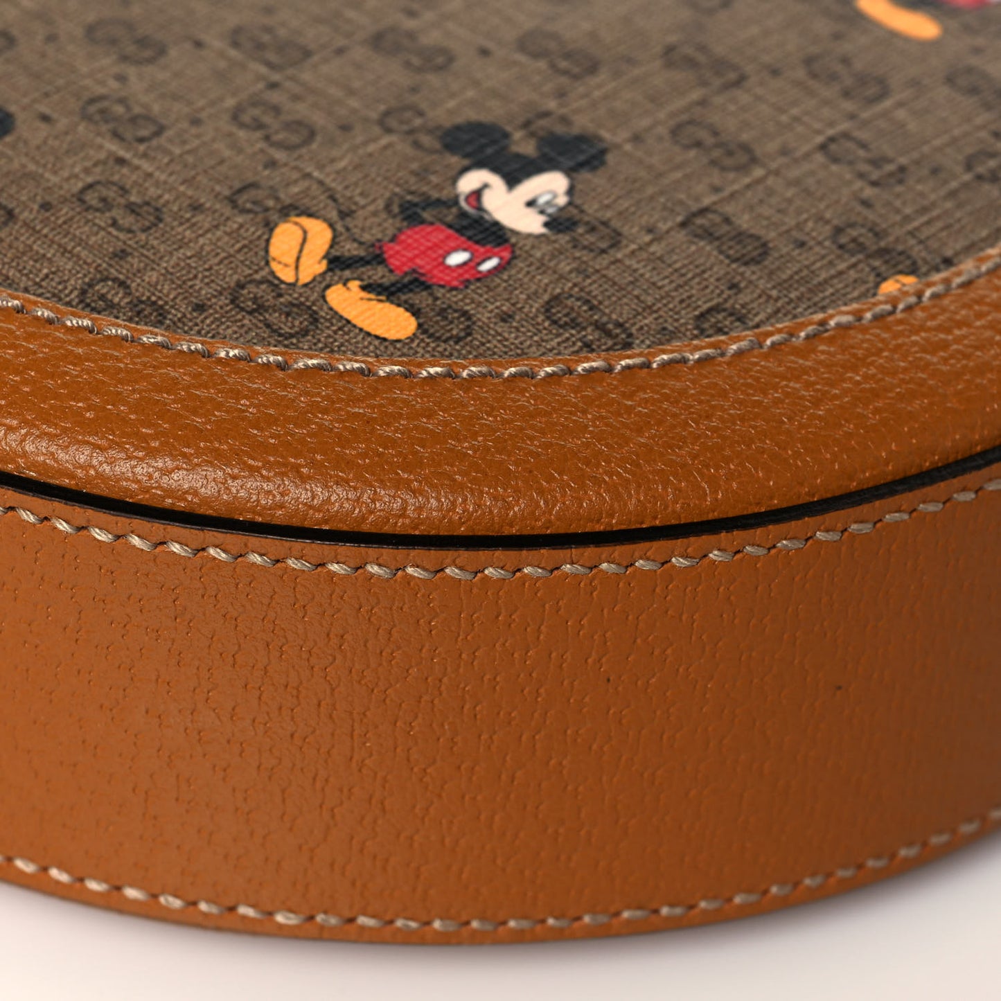 X DISNEY Mini Vintage GG Supreme Monogram Mickey Mouse Round Shoulder Bag Beige Vintage Sun Oil