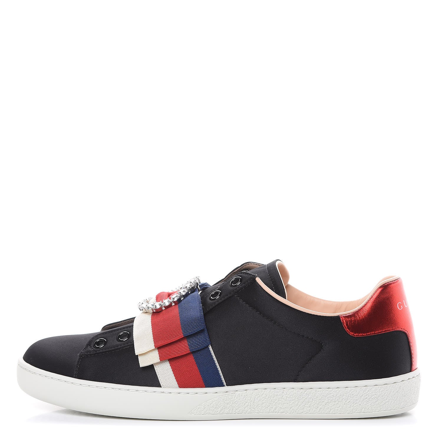 Gucci Canvas Crystal Sylvie Web Womens Ace Sneakers 40 Black 1 of 10