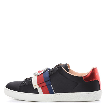 Gucci Canvas Crystal Sylvie Web Womens Ace Sneakers 40 Black 1 of 10