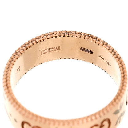 Gucci 18K Rose Gold Enamel 6mm Icon Blooms Ring 50 5.5 5 of 6