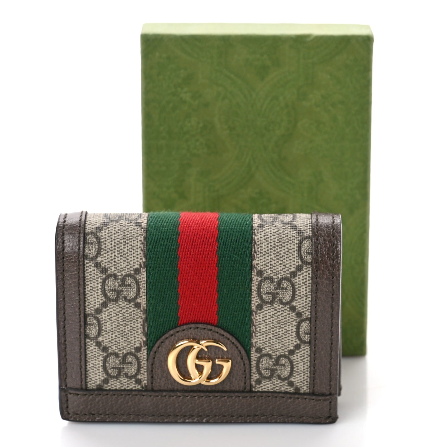 GG Supreme Monogram Web Ophidia Card Case Beige New Acero