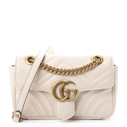 Gucci Calfskin Matelasse Mini GG Marmont Shoulder Bag White 1 of 9