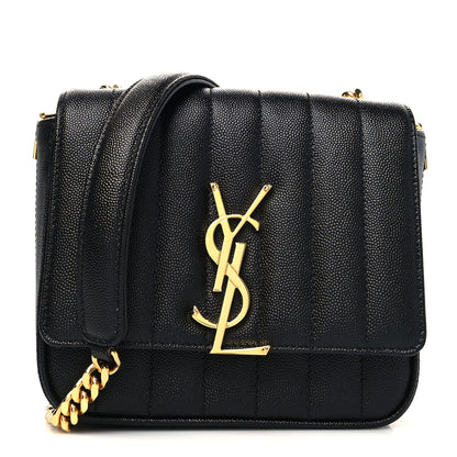 Saint Laurent Grain De Poudre Matelasse Monogram Small Vicky Chain Bag Black 1 of 11