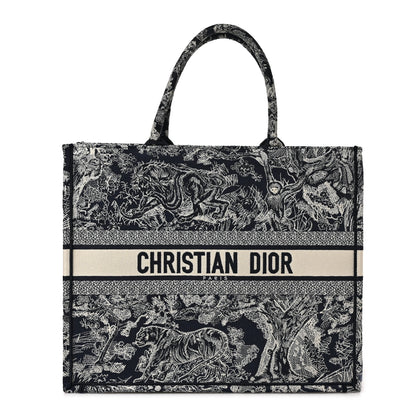 Christian Dior Canvas Embroidered Large Dioriviera Toile De Jouy Reverse Book Tote Blue 1 of 9