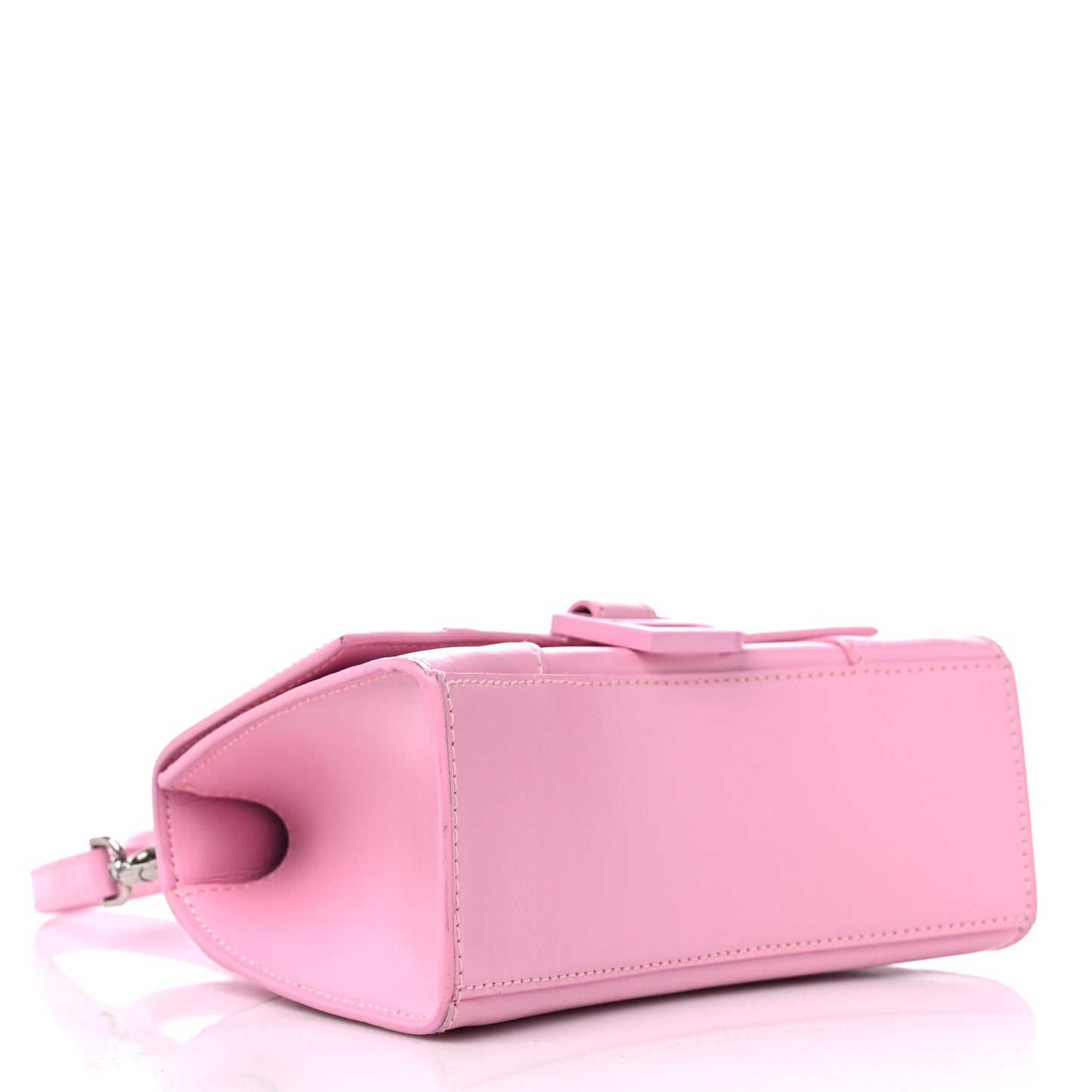 Shiny Box Calfskin Tonal B Hourglass Top Handle Bag XS Candy Pink