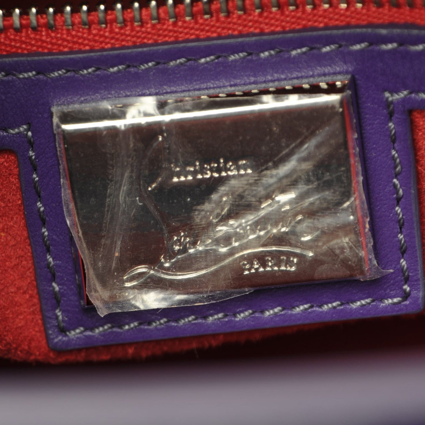 Grained Calfskin Studded Small Eloise Satchel Purple