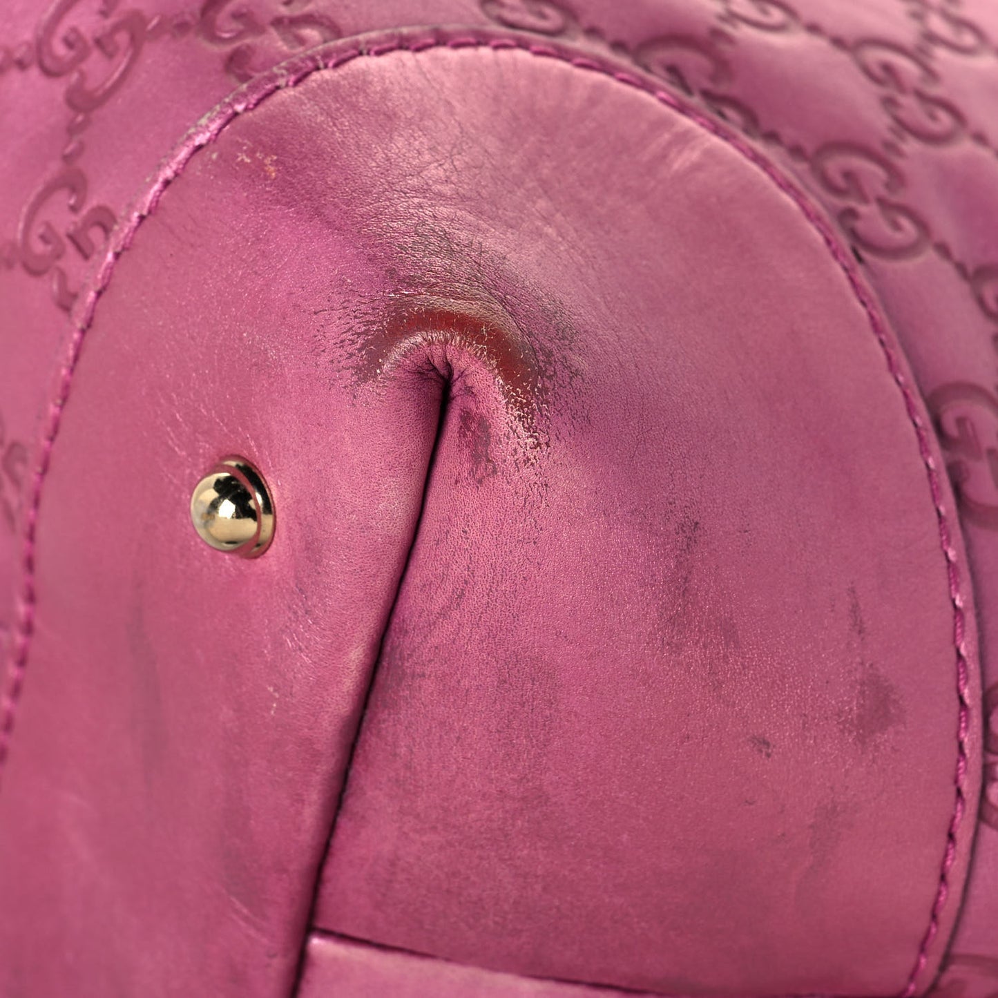 Metallic Soft Guccissima Large Heart Bit Charm Top Handle Tote Fresia Rose