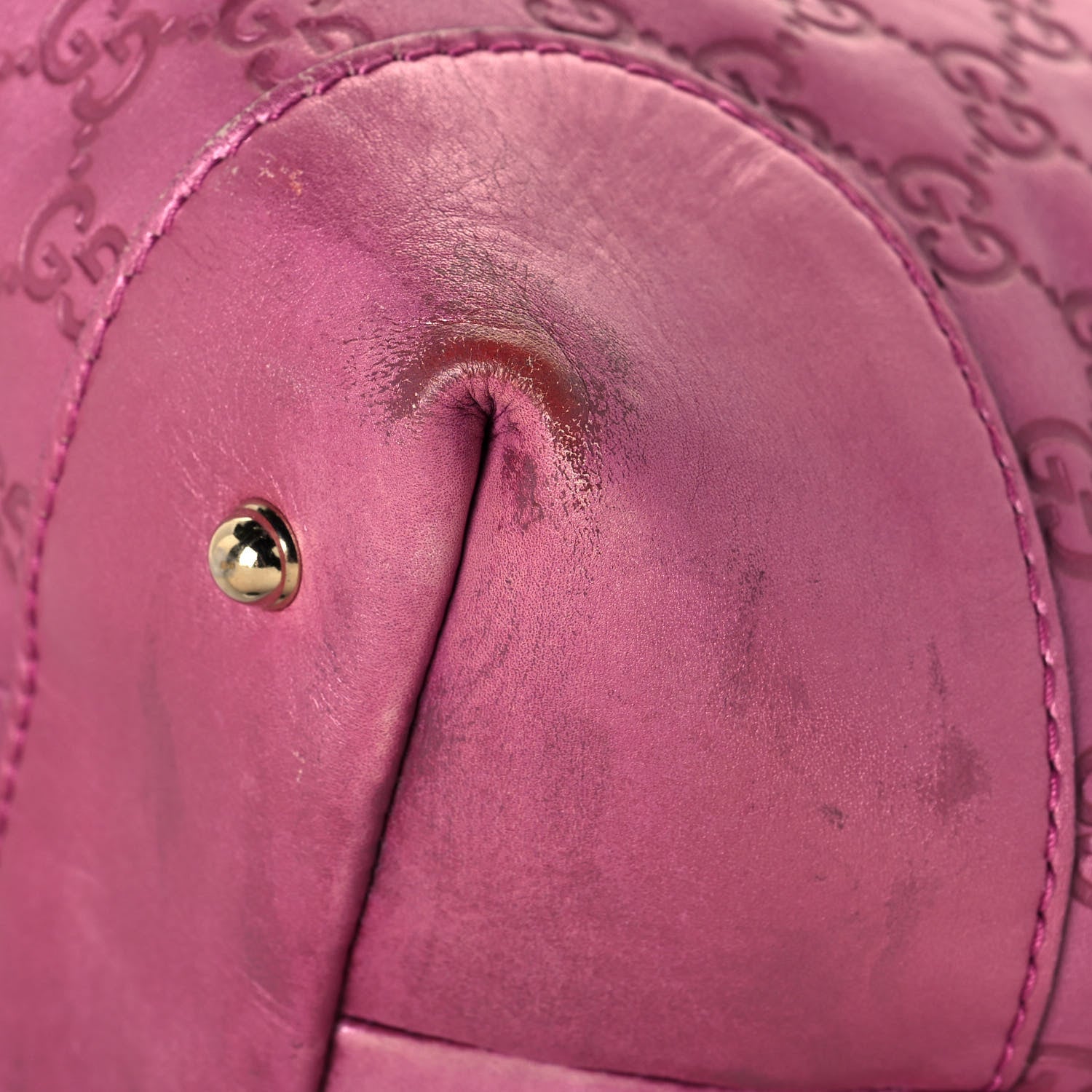 Gucci Metallic Soft Guccissima Large Heart Bit Charm Top Handle Tote Fresia Rose 12 of 26